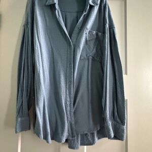 Free People Gray Button Down Shirt